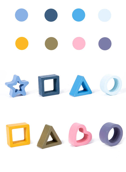 Montessori Baby Puzzles Silicone Toys Geometric Shape Jigsaw Board Matching Games Educational Learning Toys Food Grade Silicone.