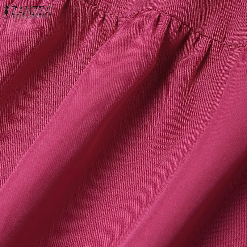 ZANZEA O Neck Casual Loose Maxi Dress Tiered Islamic Hijab Women Long Sleeve Long Vestidos Muslim Fashion Autumn Abaya Robes