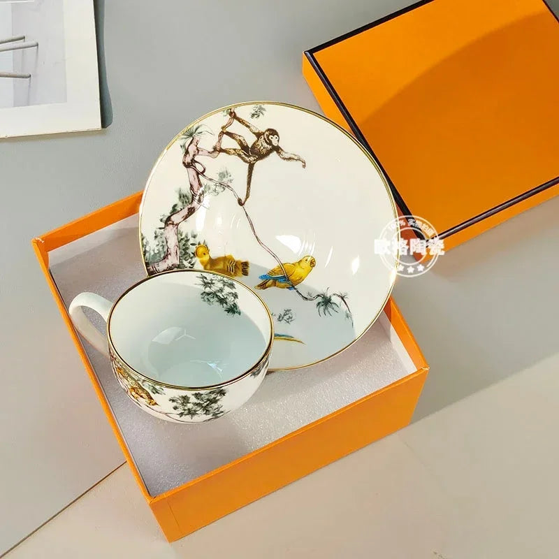 European ceramic western dinner plate, jungle set, steak plate, Coffee cup, afternoon , personalized gift set