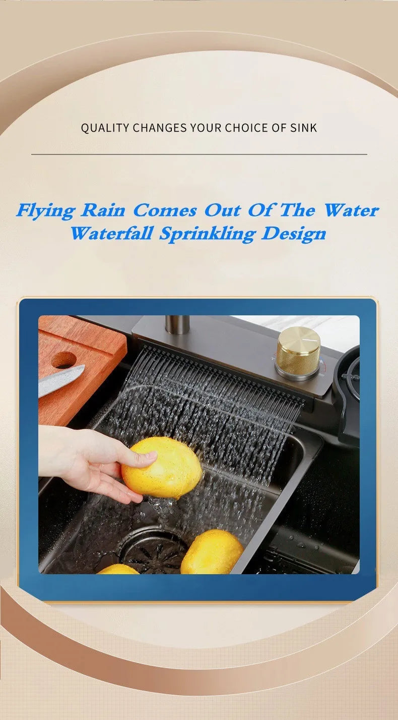 Wasserfall-Küchenspüle aus Edelstahl 304, Zughahn, Einzelschlitz, Hochdruckbecher, Waschmaschine, Café, Weinbar, Waschbecken