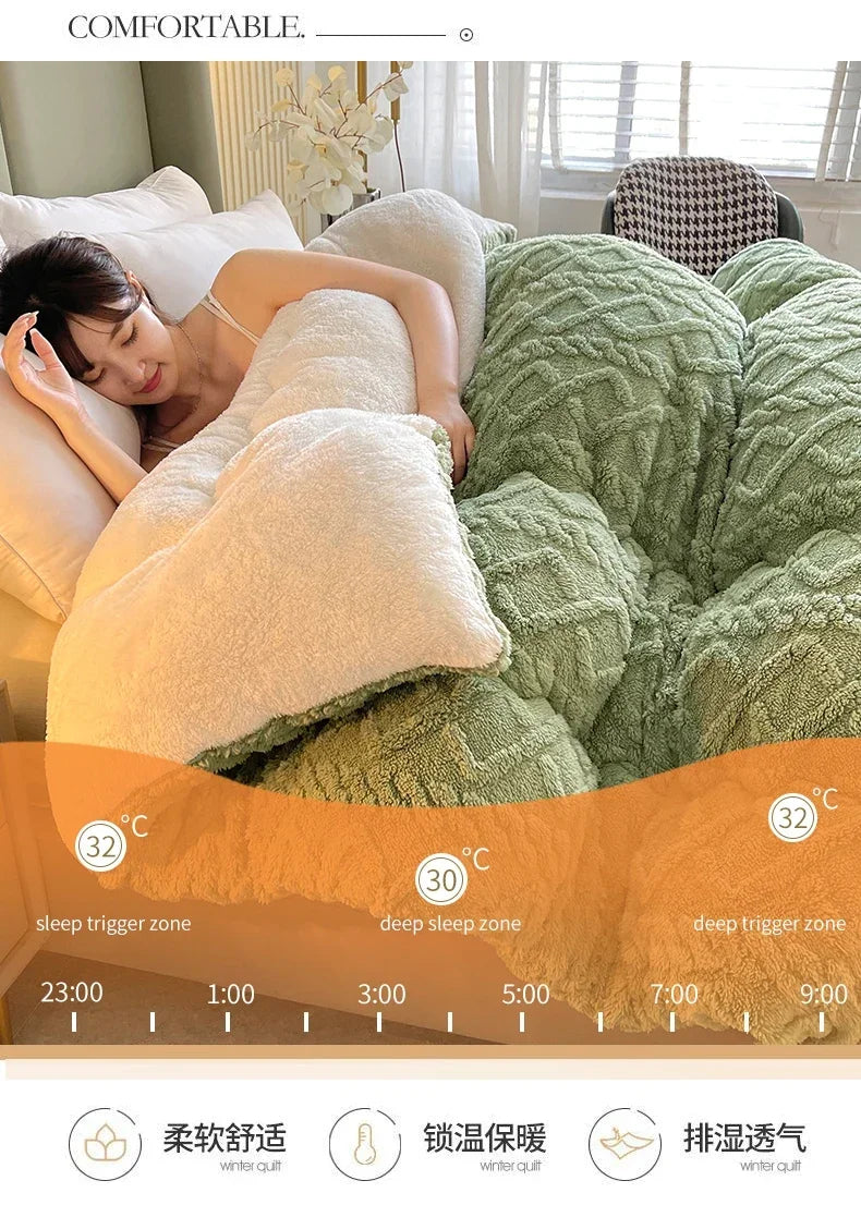New Super Thick Winter Warm Blanket for Bed Artificial Lamb Cashmere Weighted Blankets Soft Comfortable Warmth Quilt Comforter.