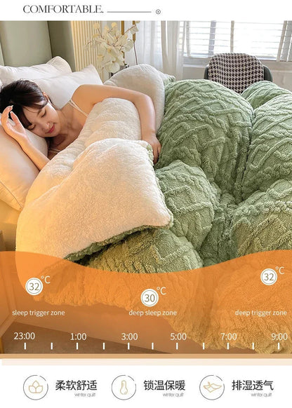 New Super Thick Winter Warm Blanket for Bed Artificial Lamb Cashmere Weighted Blankets Soft Comfortable Warmth Quilt Comforter.