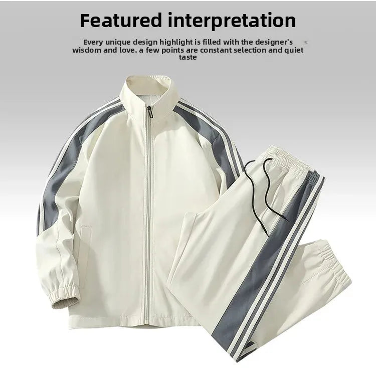 Cool Casual Sports Suit for Teenage Boys Large Size Trendy Workwear Pants Included One Complete Set Handsome Male Apparel.