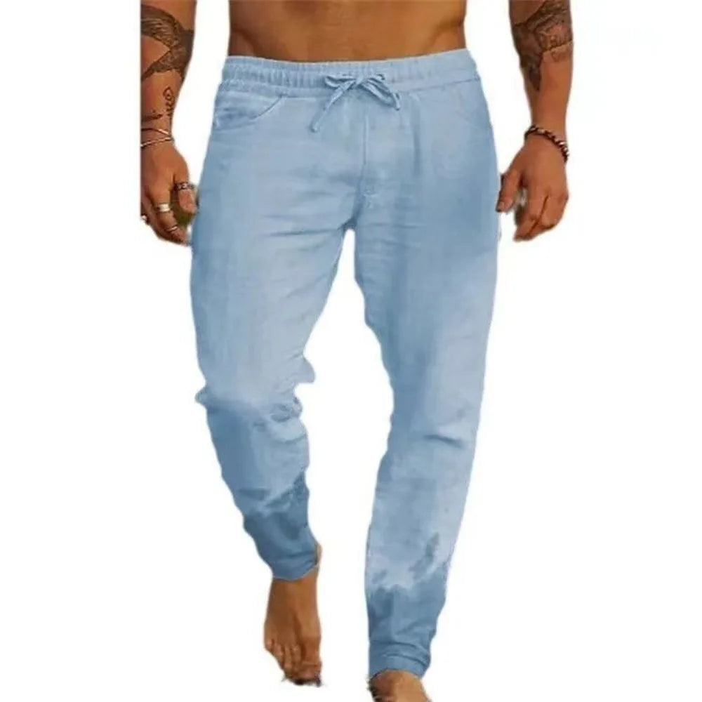 Männer Strand Hosen Jogger Streetwear Baumwolle Leinen Jogginghose Casual Hosen Hawaiian Urlaub Lose Sommer Gerade Hosen Männlich.