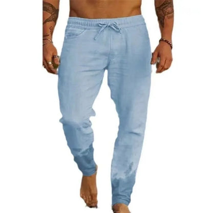 Männer Strand Hosen Jogger Streetwear Baumwolle Leinen Jogginghose Casual Hosen Hawaiian Urlaub Lose Sommer Gerade Hosen Männlich.
