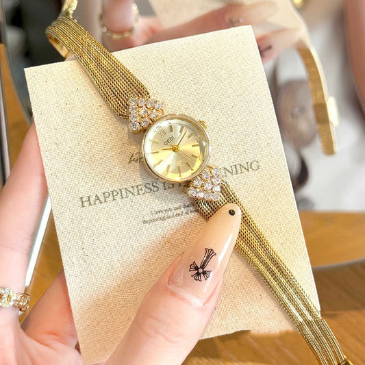 GEDI Watch Gold Silver Diamond Inlaid Steel Strip Women's Wristwatch Vintage Niche Light Luxury Temperament Quartz Watch Woman.