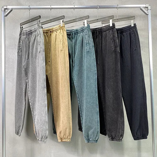 Vier Jahreszeiten Neue Mode Für Männer Casual Trendy Amerikanischen Gewaschen Gewachst Lose Einfarbig Hosen Gerade Jogger Hosen Männliche Hosen.
