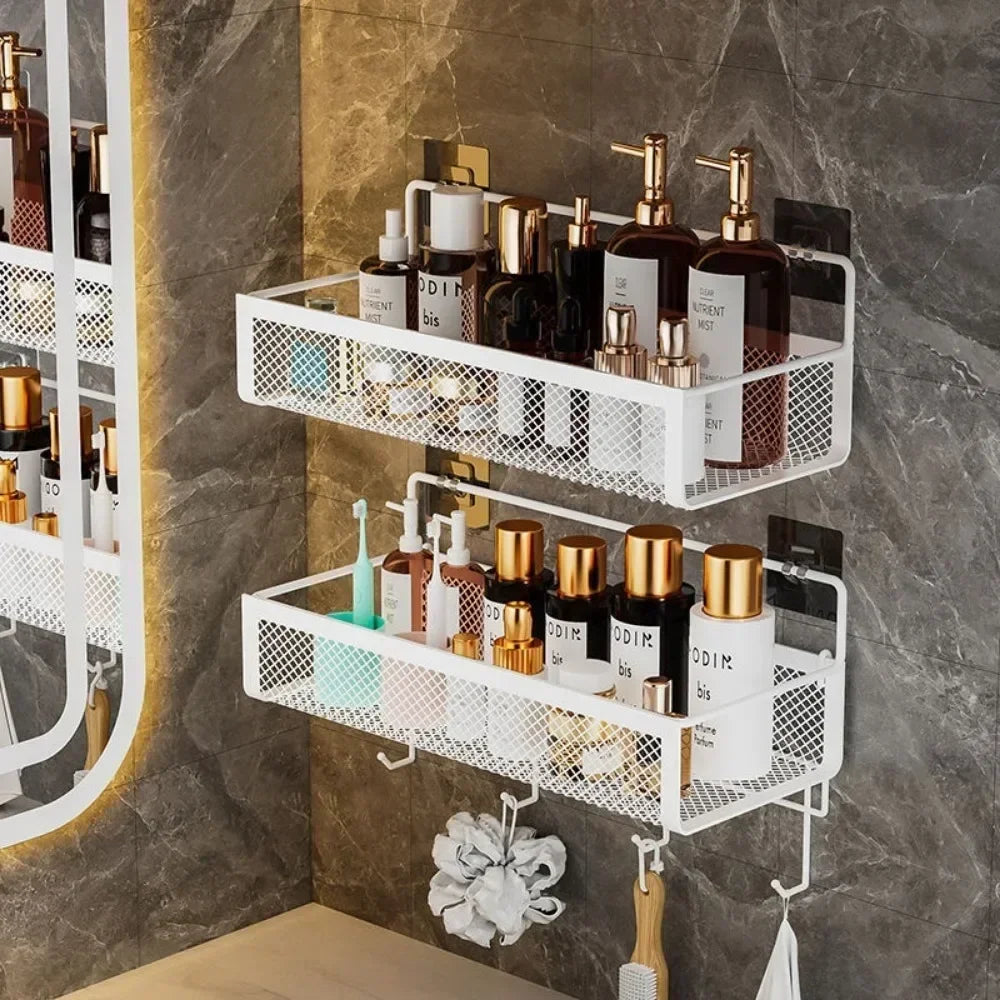 Hängender Aufbewahrungsorganisator, ohne Bohren, tragbar, feuchtigkeitsbeständig, für Küche, Badezimmer, Gewürze, Küche, Badezimmer, Aufbewahrungslösungen