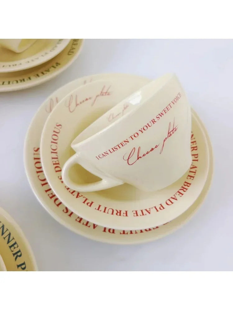 Ceramic Cup and Saucer Coffee Cup Set Milk Mug Dessert Plate Teaware Afternoon Tea Cup Drinkware Drinking Utensil Birthday Gift.