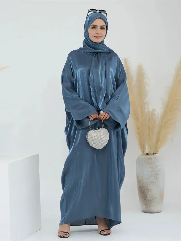 Eid Modest Satin Khimar Abaya Dubai Luxury 2024 Muslim Islam Arabic Abayas For Women Kaftan Hijab Dress Robe Femme Musulmane.