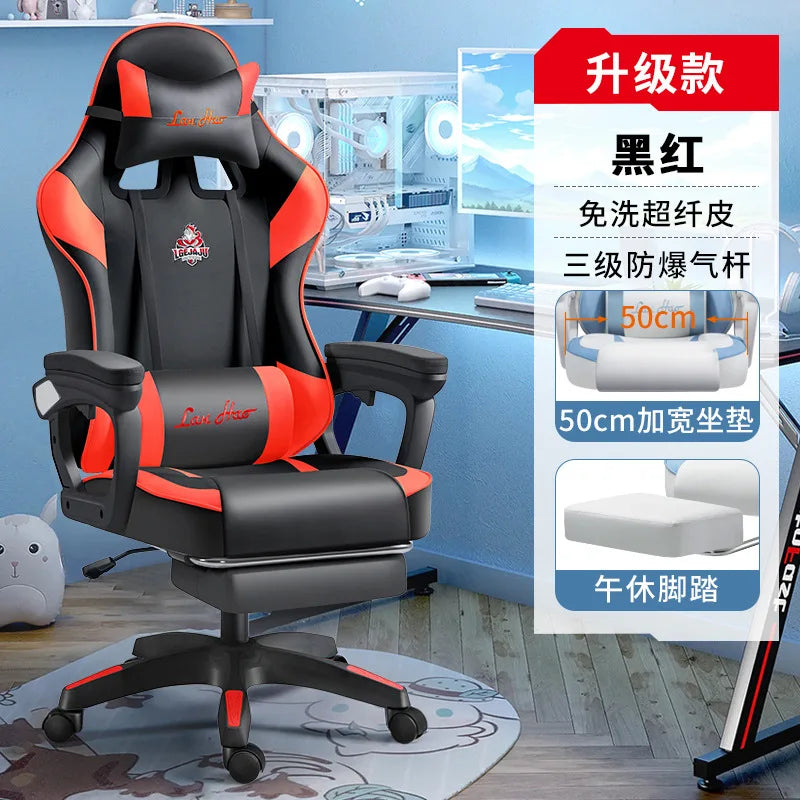 Ergonomischer Gaming-Stuhl, Gamer-Stühle mit Kopfstütze mit Lendenkissen, höhenverstellbarer Computer-Bürostuhl für Mädchen und Jungen