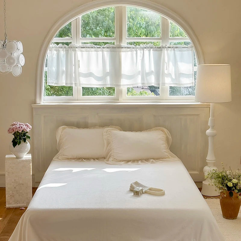 Three-Dimensional Rose Flowers Lace Ruffles Princess Wedding Bedding Set Warm Milk Velvet Duvet Cover Bed Sheet Pillowcases 4Pcs.