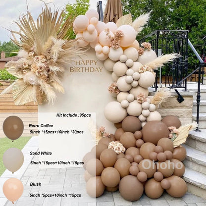 Kaffeebraun Beige Ballon Girlande Bogen Kit Oh Babyparty Dekoration Rustikale Hochzeit Kindergeburtstag Party Taufe Taufe