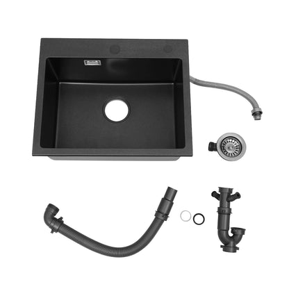 Küchenspüle aus Quarzstein, 21,65 x 17,7 Zoll tiefes Waschbecken mit großem Fassungsvermögen, starker Tragfähigkeit und effiziente Entwässerung für den Alltag