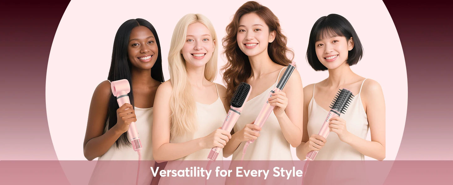 5 in 1 Hair Styler with Travel Bag Air Wrap 1200W Hair Dryer Straightening & Blow Dryer Brush for Multiple Styling Home Hotel