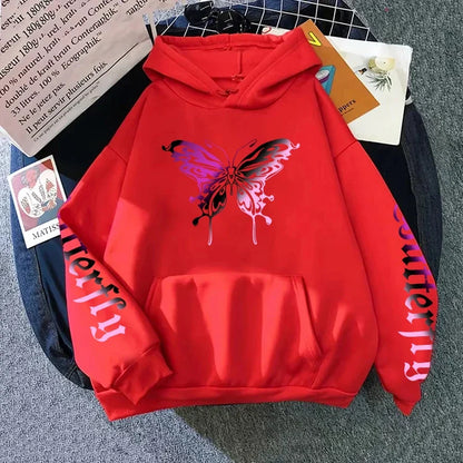 Women's Sweatshirt Butterfly Printed Y2K Hoody Coat All Season Female Daily Casual Fashion Pullover Home Outdoor Comfort Hoodies.