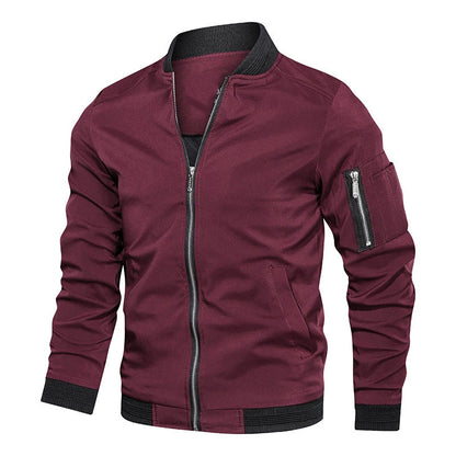 Spring Autumn Men's Bomber Jacket Casual Lightweight Jacket For Men Sports Windbreaker Zip Up Coat with Pockets Clothing.