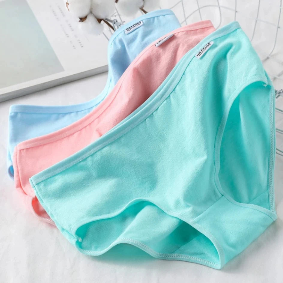 7Pcs/Set Candy Color Underwear Womens Comfortable High-quality Cotton Panties Mid-waist Breathable Underpanties Plus Size Briefs.