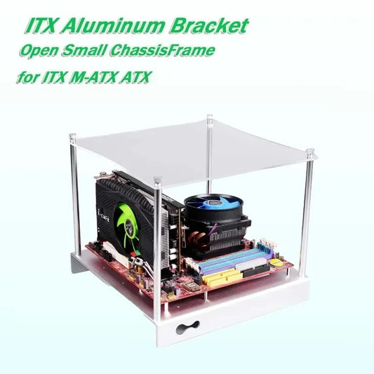 Mini MATX Computer Case Aluminum Bracket PC-ZB01-ITX M-ATX/ATX  All Aluminum Computer Chassis Open Small Chassis Micro ATX HTPC.