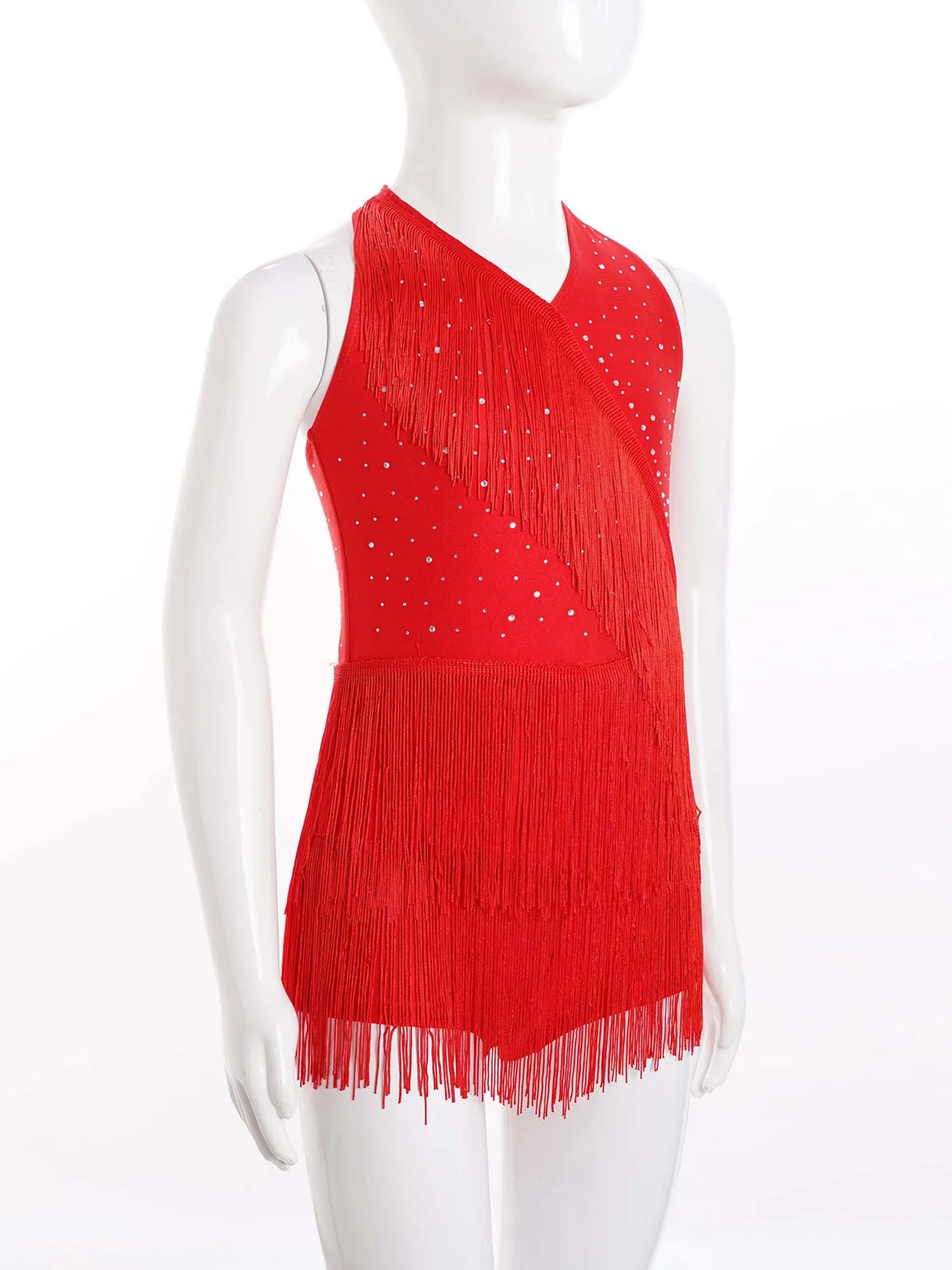 Kinder Mädchen Latin Dance Kleid Fransen Quaste Latin Dance Trikot Kostüm Ballsaal Sumba Cha-cha Tango Bühne Leistung Dancewear.
