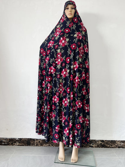 6XL  Muslim Womens Hooded Abaya African Sleeveless Prayer Garment Kaftan Dress With Hijab Floral Dubai Saudi Robe Ramadan.