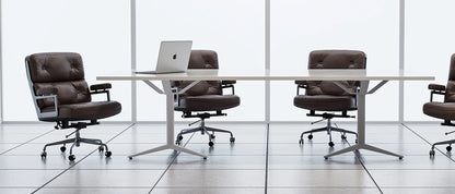 Verstellbarer Bürostuhl aus echtem Leder, Aluminiumlegierung, Sessel, Drehstuhl für Büro, Arbeitszimmer, Wohnzimmer