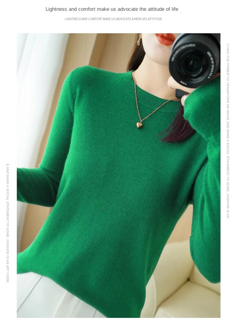 Herbst Winter frauen Pullover Oansatz Kaschmir Solide Pullover Schlank Bodenbildung Shirt Langarm Casual Grundlegende Pull Femme Pullover.