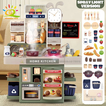 Baby's Housework Kitchen Playset Cooking Tableware Food Lihgting Sound Playing Pretend Educational Toy For Children Toddler Gift.