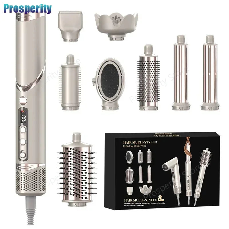 8 in 1 Professional Folding Hair Dryer Airwrap High Speed 110000rpm Blow Dryer Automatic Curling Iron Salon Hair Styling Tools.