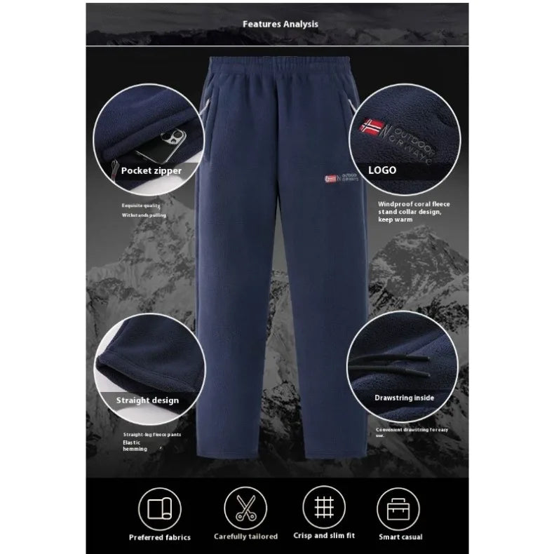 Men's Polar Fleece Pants Winter Thicken Warm Casual Fleece-Lined Jogging Sweatpants Men Loose Oversized Straight Trousers Male.