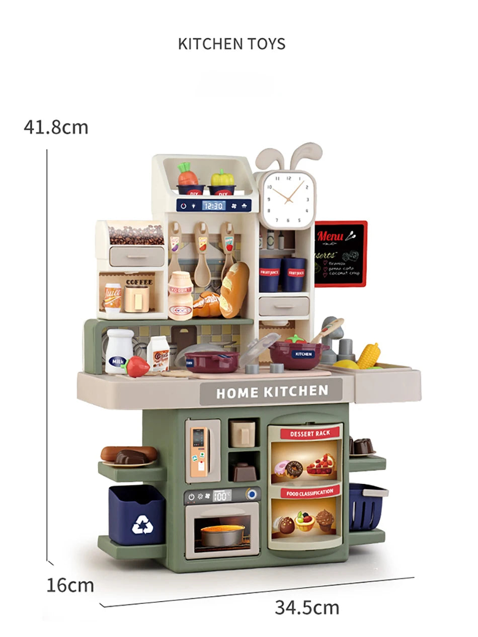 Baby's Housework Kitchen Playset Cooking Tableware Food Lihgting Sound Playing Pretend Educational Toy For Children Toddler Gift.