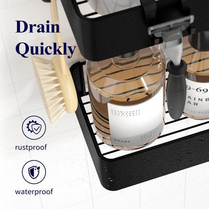 Großer Duschkorb, 2er-Pack, selbstklebender Dusch-Organizer, bohrfreie Duschregale für Innendusche und Badezimmer