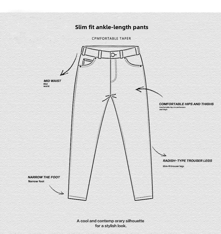 Spring Summer Trendy Men's Jeans Elastic Waist Slimming Harem Pants Smooths Your Silhouette Waist Slim Fit Denim Trousers.