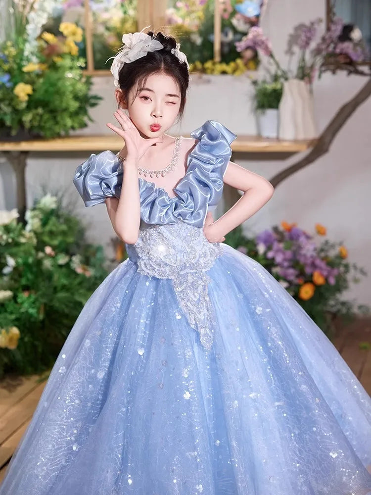 Elegangt Mädchen Abendkleid Luxus Prinzessin Kleid Geburtstag Party Pageant Outfit Kinder Klavier Rezitieren Leistung Formelle Kleidung