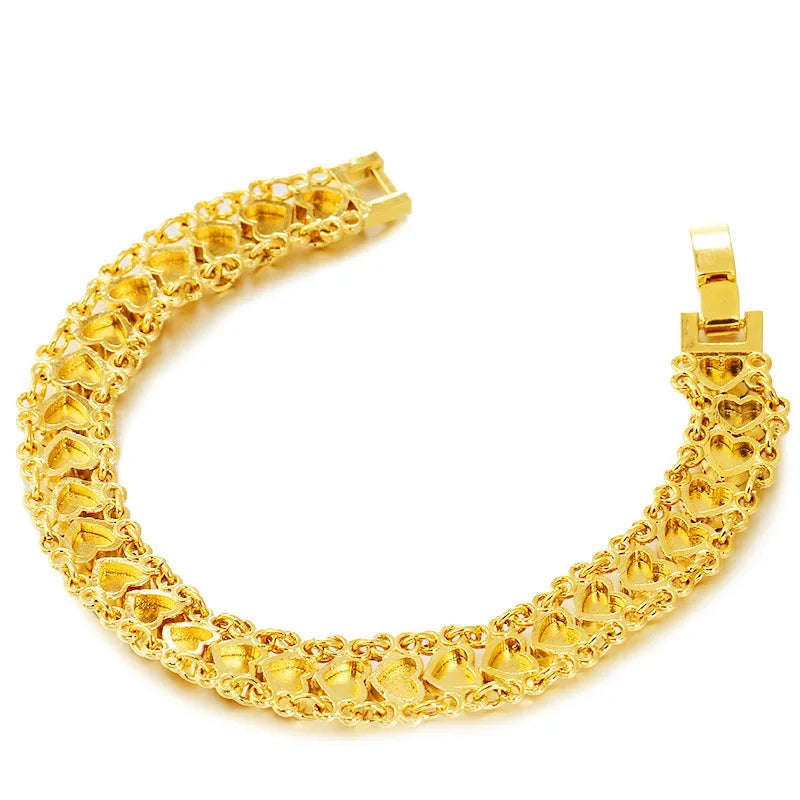 925 Silver 24k Gold Plated Women's Bracelet 18cm - 19cm Chain Bracelet Fine Jewelry.