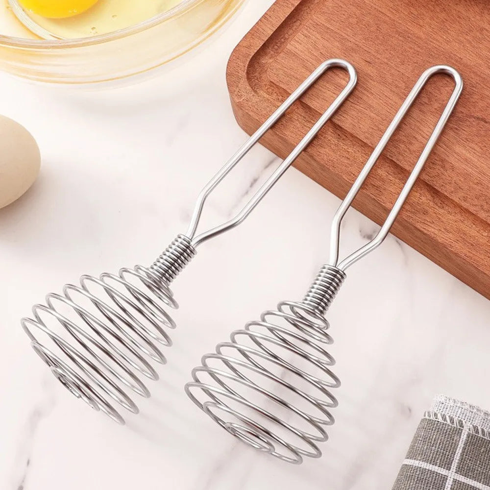 New Stainless Steel Manual Press Type Egg Beater Creative Honey Spoon Mixer Milk Jam Stirring Spoon Kitchen Baking Cooking Tools.