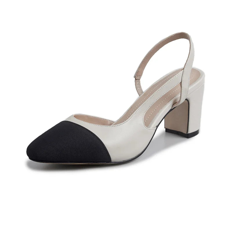 Plus Size New Summer Party Thick Heel Genuine Leather Sandals 6.5 cm High Heel Women Shoes.