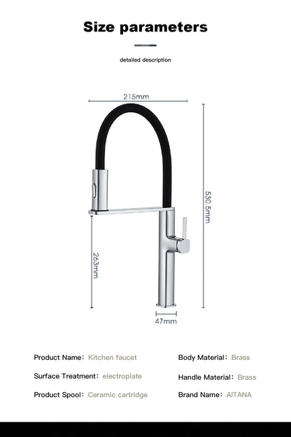 High end black brass kitchen faucet magnetic suction design 2 function single handle cold and hot dual control sink faucet