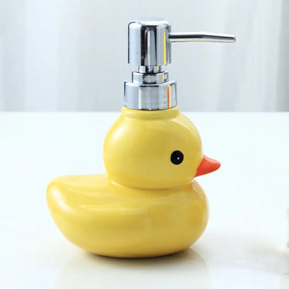 Keramik Gelbe Ente Seifenspender Cartoon Händedesinfektionsmittel Flasche Duschgel Shampoo Seifenspender Badezimmer Shampoo Spender