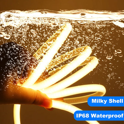 12V 24V COB Led Neon Strip Light Tape Waterproof IP68 320 LEDs Flexible Milk Tube Liner Lighting 10 Colors 0.5m 1m 2m 3m 4m 5m.