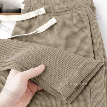 Men's Breathable Casual Pants, Heavyweight Waffle Style Loose Straight Leg Pants Jogging Pants Men's Trousers.