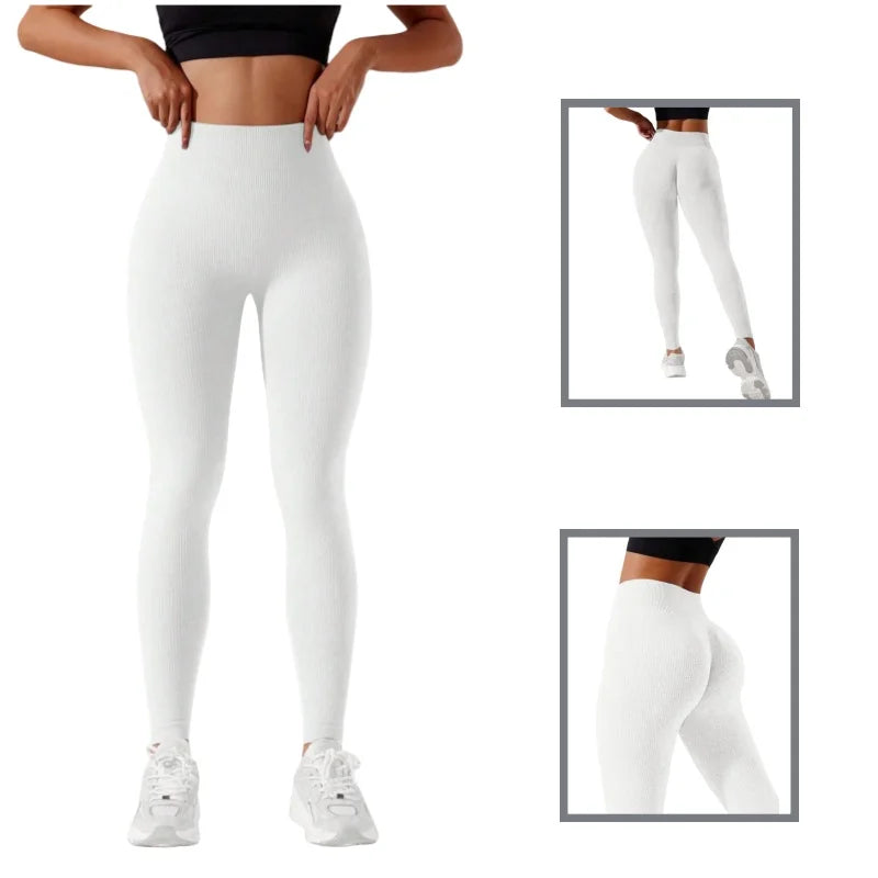 Women's High-Waisted Seamless Leggings, Quick-Dry Breathable Fabric, Four-Way Stretch Sporty Style for Yoga Cycling Running.