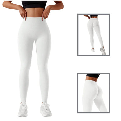 Women's High-Waisted Seamless Leggings, Quick-Dry Breathable Fabric, Four-Way Stretch Sporty Style for Yoga Cycling Running.