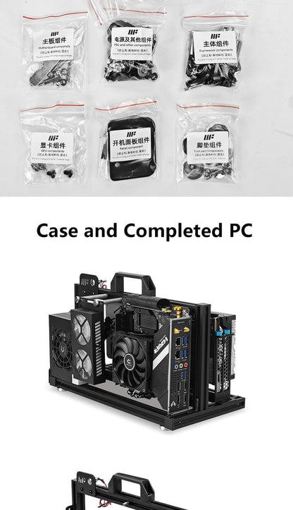 METALFISH ITX A4 Aluminum Open Frame Case, Vertical GPU, 240mm Cooler, Mini-ITX Compatible, DIY Gaming PC.