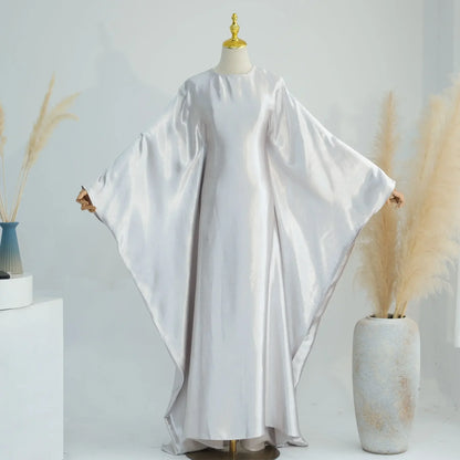 Batwing Butterfly Satin Abaya Dubai Luxury Muslim Kaftan Maxi Dress Abayas For Women Kebaya Robe Caftan Marocain Femme Vestidos