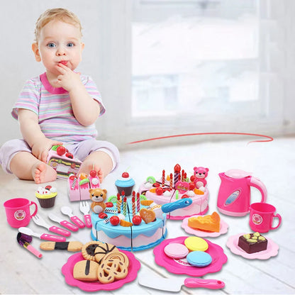 Kitchen Coffee Pretend Play Tea Set Children Toy Food Cake Model Girl Simulation Utensils Cut Kids Play House Birthday Cake Toys.