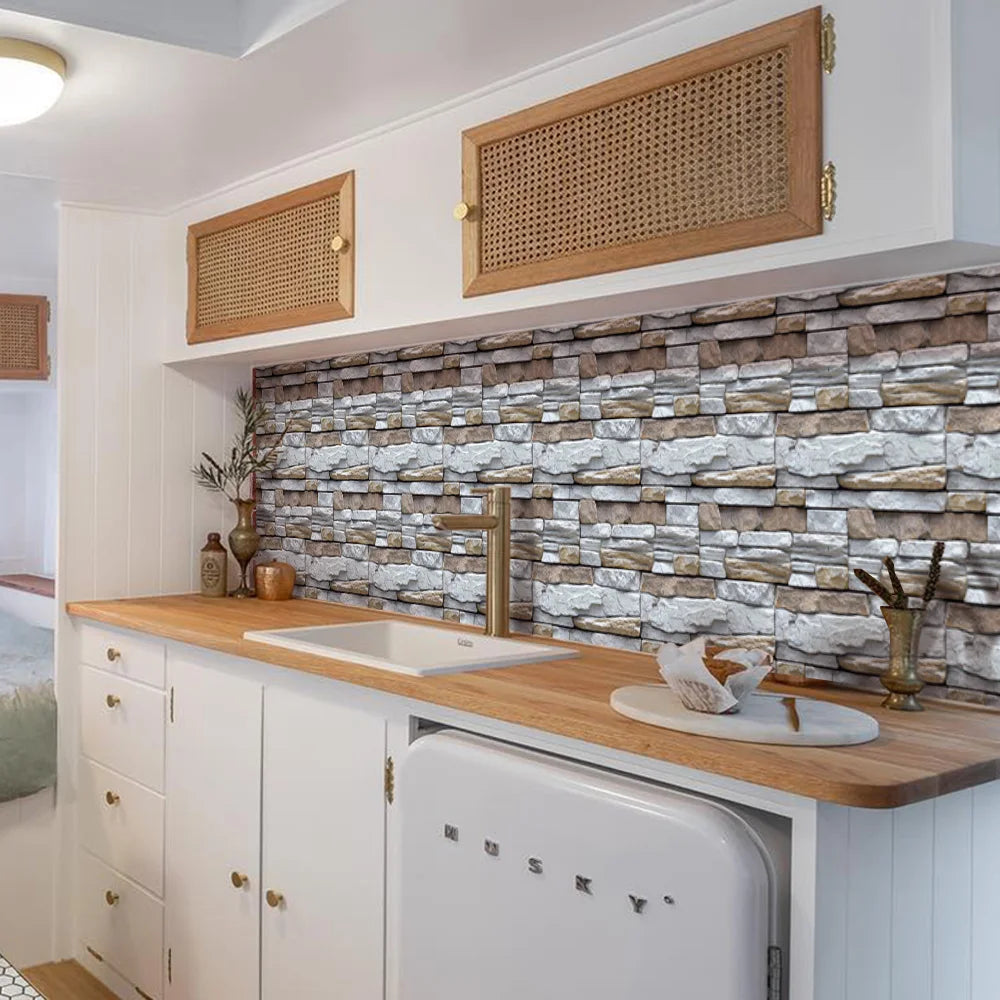 10/20Pcs 3D Faux Stone Wall Panels, Self-adhesive Panels, Kitchen Backsplash, Farmhouse Wall Decor, 30cm x 30cm