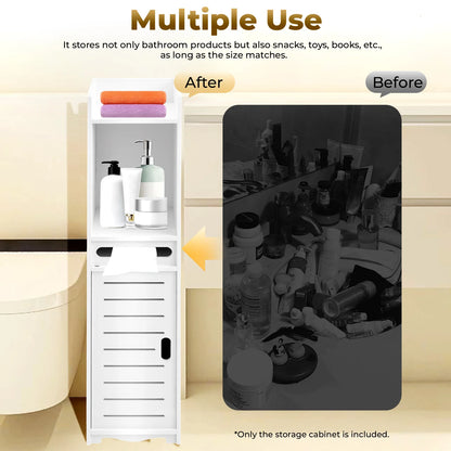 Schlankes Badezimmerschrank-Set, verstellbare Badezimmerschränke für Taschentücher, Shampoo, Badezimmer, Wohnzimmer, Arbeitszimmer, Weiß, 20 x 20 x 80 cm