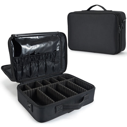 Professional Makeup Bag Extra Large Cosmetic Train Case Make Up Brush Organizer Storage Box Manicure Artist Bags with Dividers.