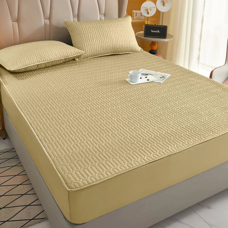 Waterproof Thicken bed Cover Solid color Mattress Protector Skin-Friendly Queen King Double Fitted Sheet Mat 90 140 180x200cm
